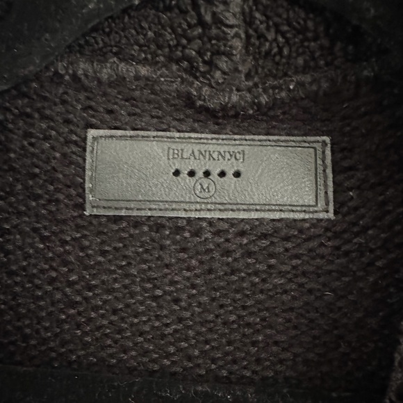 Blank NYC Sweater-Jacket Hybrid – Black Shearling Moto Style (Size M) - Picture 5 of 5